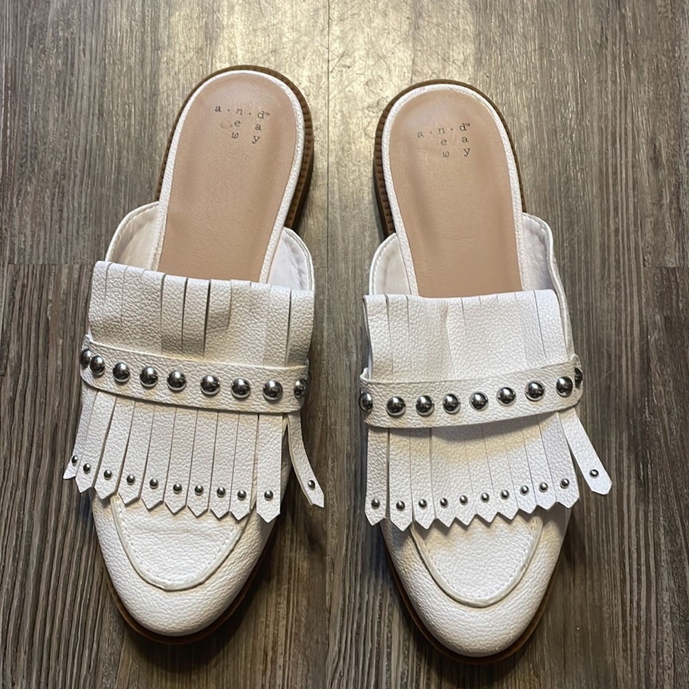 A New Day white mules with studs